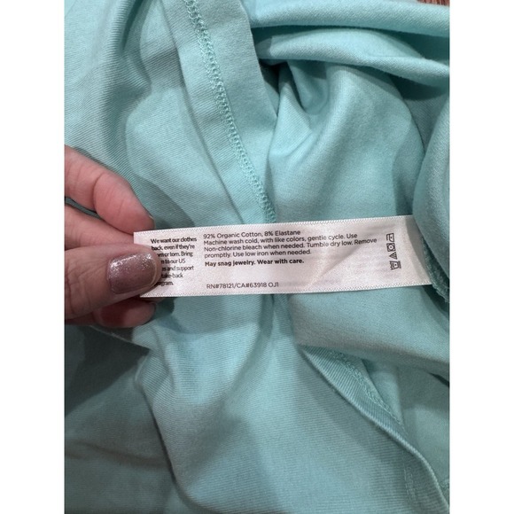 EILEEN FISHER Crew Neck T-Shirt Dress Women's L Aqua Blue Relaxed Fit Coastal - Picture 5 of 8